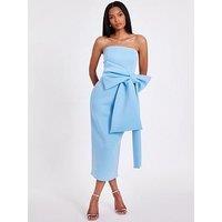 Quiz Pale Blue Strapless Bow Midaxi Dress
