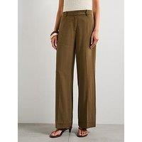 Mango Straight Mid-Rise Trousers - Green