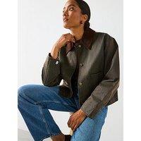 Mango Wax Style Jacket - Green