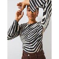 Mango Long Sleeve Zebra Blouse - Black