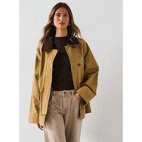 Mango Cotton Parka With Contrasting Collar - Brown