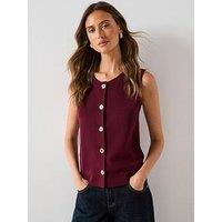 Mango Fine Knit Gilet - Red
