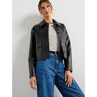 Mango Leather Effect Jacket With Pockets - Black