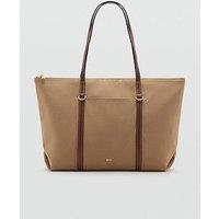Mango Shopper Bag With Double Handle - Beige