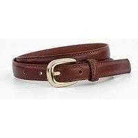 Mango Thin Belt With Metal Buckle - Brown