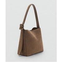 Mango Suede Leather Shopper Bag - Green