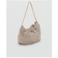 Mango Rhinestone Shoulder Bag - Gold