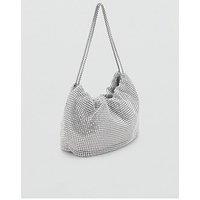 Mango Rhinestone Shoulder Bag - Silver