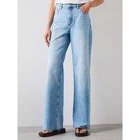 Mango Danila Wide Leg High Rise Jeans - Blue