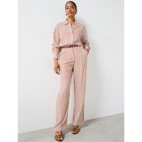 Mango Pleated Striped Trousers - Orange