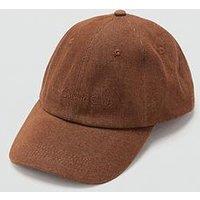 Mango Cotton Cap With Embroidered Slogan