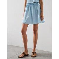 Mango Embroidered Skirt With Scalloped Hem - Blue