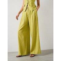 Mango Striped Straight Suit Trousers - Green