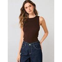 Mango Fine Knit Top - Brown