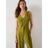 Mango Long Chest Pocket Jumpsuit - Green