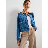 Mango Corduroy Collar Denim Jacket - Blue