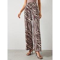 Mango Straight Leg Zebra Pleat Trousers - Black