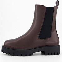 Mango Faux Leather Chunky Ankle Boot - Brown
