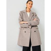 Mango Double Breasted Fitted Coat - Beige