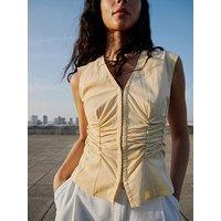 Mango Gathered Cotton Blouse - Cream