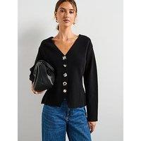 Mango Knitted Jacket With Jewel Buttons - Black