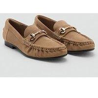 Mango Suede Buckle Loafers - Brown