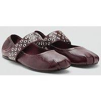Mango Leather Ballet Flats With Eyelets