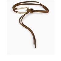 Mango Thin Suede Leather Belt - Brown