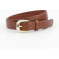 Mango Croc Leather Effect Belt - Brown