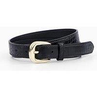 Mango Croc Leather Effect Belt - Black