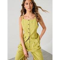 Mango Buttons Striped Top - Green