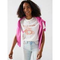 Mango Printed Cotton Blend T-Shirt - Orange