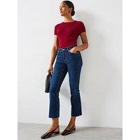 Mango Sienna Flared Cropped Jeans - Blue