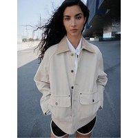 Mango Denim Parka With Contrasting Collar - Cream