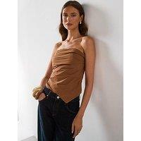 Mango Asymmetrical Strapless Top - Brown