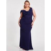 Quiz Curve Navy Drop Sleeve Maxi Dress