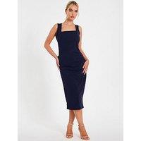 Quiz Navy Bow Back Midaxi Dress