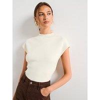 Mango Short Sleeved Fine Knit Sweater - White