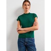 Mango Short Sleeved Fine Knit Sweater - Green