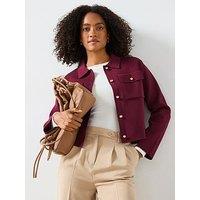 Mango Pocket Knit Jacket - Wine