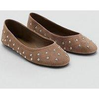 Mango Studded Leather Ballet Flats