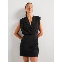 Mango Lyocell Wrap Dress - Black