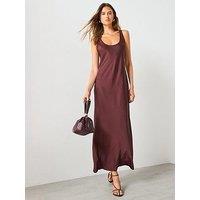 Mango Satin Maxi Dress - Brown