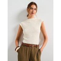 Mango Textured Cotton Top - Cream