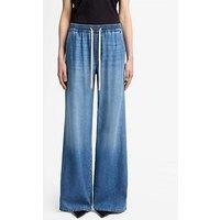 7 For All Mankind Pull On Wide Leg Jeans - Mid Wash