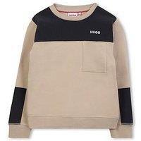 Hugo Boys Colour Block Sweatshirt - Black/Beige