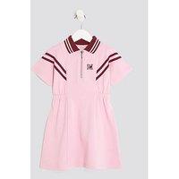 River Island Mini Girls Striped Polo Shirt Dress - Pink