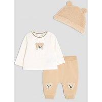 River Island Baby Boys Borg Bear Hat Set - Beige