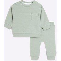 River Island Baby Boys Ottoman Sweat And Leggings Set - Khaki