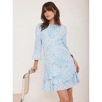 Mint Velvet Floral Print Mini Dress - Blue
